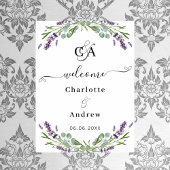 Poster Lavande fleurie monogrammée accueil signe mariage