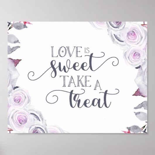 Poster Lavande & Gris Floral Wreath Love is Swereat (Devant)