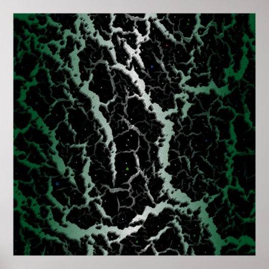 Poster Lave de l'espace craqué - blanc/forêt (Devant)