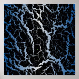Poster Lave de l'espace fissuré - Bleu/Blanc