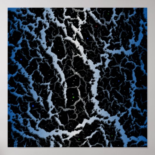 Poster Lave de l'espace fissuré - Bleu/Blanc (Devant)