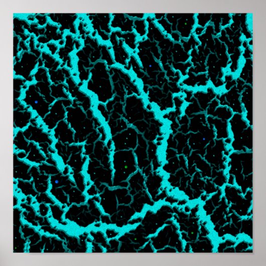 Poster Lave de l'espace fissuré - Cyan (Devant)