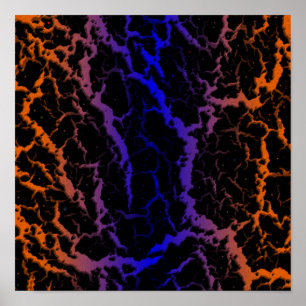 Poster Lave de l'espace fissuré - Orange/Bleu