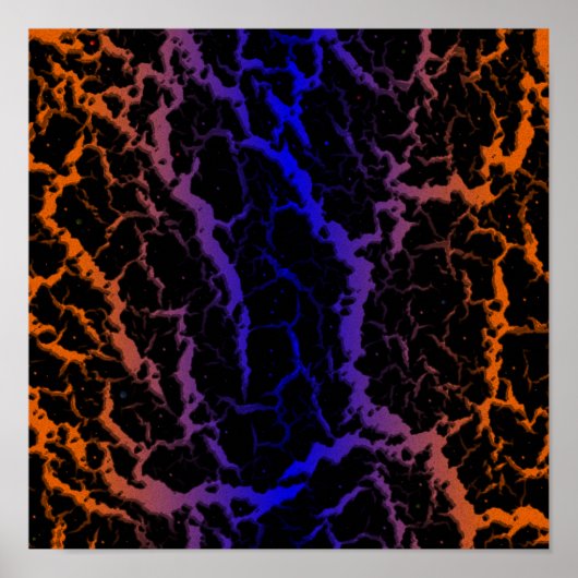 Poster Lave de l'espace fissuré - Orange/Bleu (Devant)