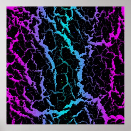 Poster Lave de l'espace fissuré - rose/cyan (Devant)