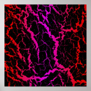Poster Lave de l'espace fissuré - Rouge/rose