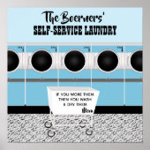Poster Lave-Linge En Libre-Service Rétro Ils Font Le Trav (Devant)