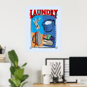 Poster Lave-linge, fer à repasser, épingles, savon (Bureau à domicile)
