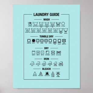 Poster Lave-linge imprimé, guide de lavage