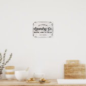 Poster Lave-linge personnalisé Plier sec sur bois rustiqu (Cuisine)