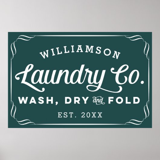 Poster Lave-linge Turquoise foncée personnalisée Laver Pl (Devant)