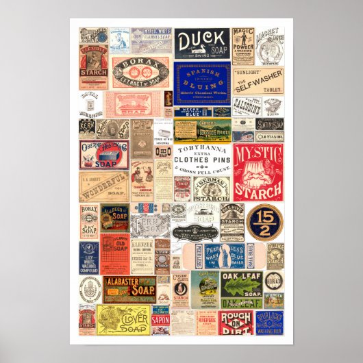 Poster Lave-linge vintage lave-linge Étiquettes (Devant)