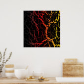 Poster Lave spatiale craquelée - Noir/Rouge/Or (Cuisine)