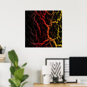 Poster Lave spatiale craquelée - Noir/Rouge/Or (Bureau à domicile)