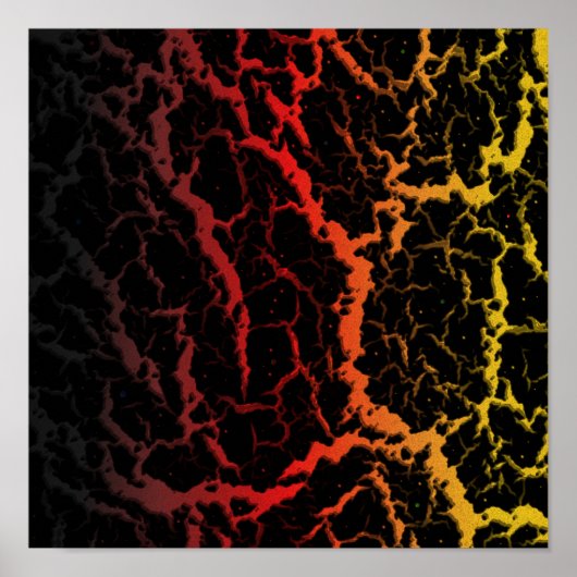 Poster Lave spatiale craquelée - Noir/Rouge/Or (Devant)
