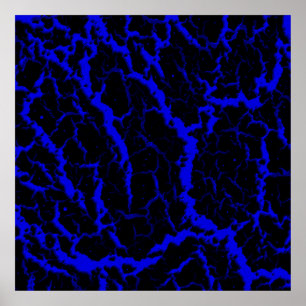 Poster Lave spatiale fissurée - Bleu
