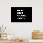 Poster Lave-toi les mains (Cuisine)