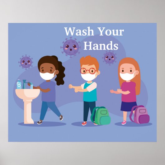 Poster Lave-toi les mains à l'école (Devant)