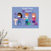 Poster Lave-toi les mains à l'école (Cuisine)