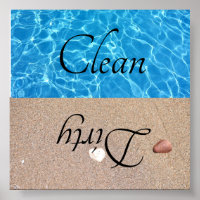 Lave-vaisselle propre sale Plage Eau