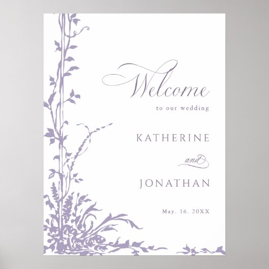 Poster Lavender Botanical Arch Garden Wedding Welcome (Devant)