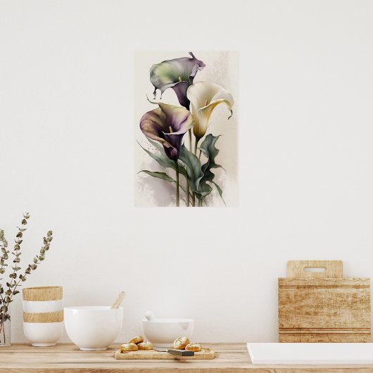 Poster Lavender Calla Lilies Lily Flower Art Imprimer Pos (Cuisine)