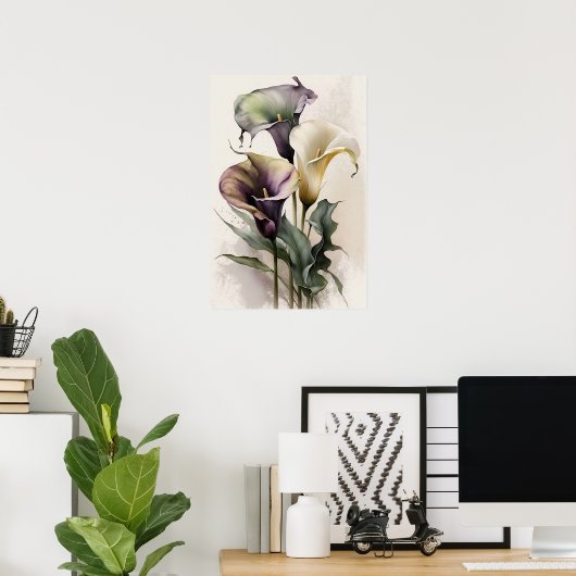 Poster Lavender Calla Lilies Lily Flower Art Imprimer Pos (Bureau à domicile)