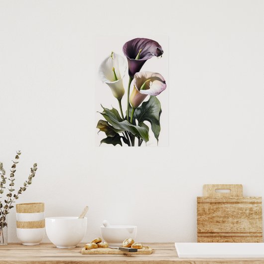 Poster Lavender Calla Lilies Lily Flower Art Imprimer Pos (Cuisine)