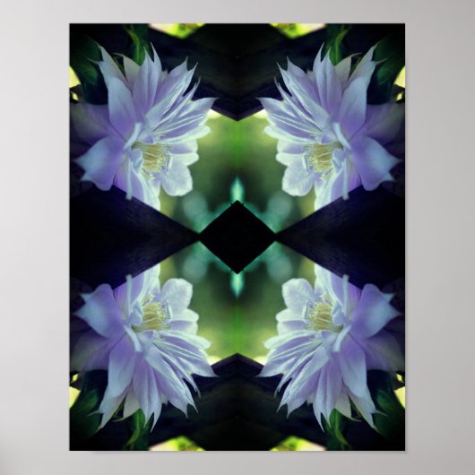 Poster Lavender Clematis Fleur Trellis Miroir Abstrait (Devant)