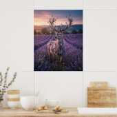 Poster Lavender Deer Twilight Field (Cuisine)