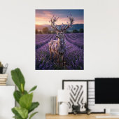 Poster Lavender Deer Twilight Field (Bureau à domicile)