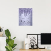Poster Lavender Drip Sweet 16 Party | Purple Chic Script (Bureau à domicile)