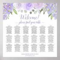Lavender Floral 18 Table Wedding Seating Chart