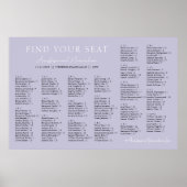 Poster Lavender Lilac Wedding Alphabetical Seating Chart (Devant)