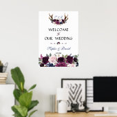Poster Lavender Navy Blue Floral Bloom Mariage Bienvenue (Bureau à domicile)