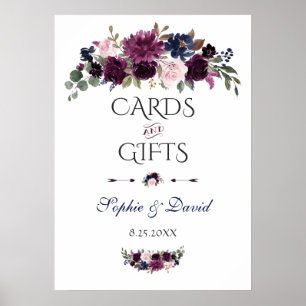 Poster Lavender Navy Blue Floral Cartes & Cadeaux Mariage