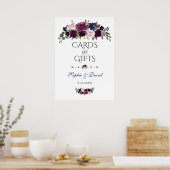 Poster Lavender Navy Blue Floral Cartes & Cadeaux Mariage (Cuisine)
