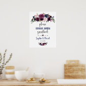 Poster Lavender Navy Floral S'Il Vous Plaît Signer Notre (Cuisine)
