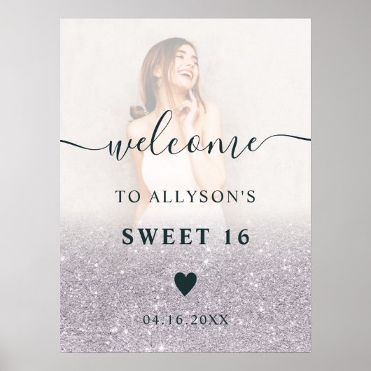 Poster Lavender parties scintillant ombre photo Sweet 16  (Devant)