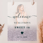 Poster Lavender parties scintillant ombre photo Sweet 16<br><div class="desc">Chic lilas lavender parties scintillant ombre chic Sweet 16 bienvenue,  ajoutez votre photo</div>