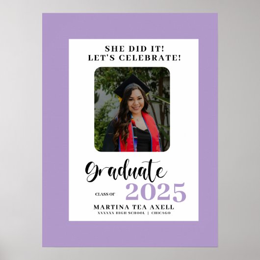 Poster Lavender Photo Pois Graduation Party (Devant)