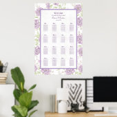 Poster Lavender Purple Rose Wedding Seating Chart (Bureau à domicile)
