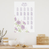 Poster Lavender Purple Rose Wedding Seating Chart (Cuisine)
