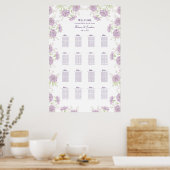 Poster Lavender Purple Rose Wedding Seating Chart (Cuisine)