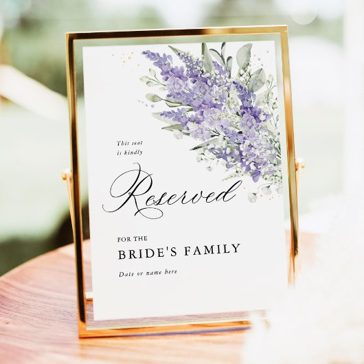 Poster Lavender & Sage Green Floral Wedding Reserved Sign