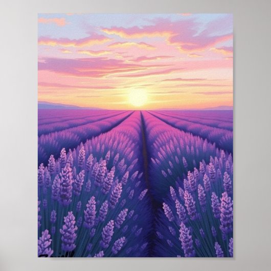 Poster Lavender Sunset Dream: An Impressionistic Landscap (Devant)