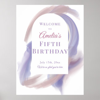 Poster Lavender Watercolor Abstract Birthday Welcome Post