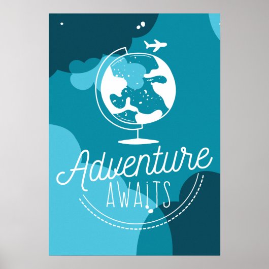 Poster L'aventure attend l'affiche bleue pour enfants (Devant)