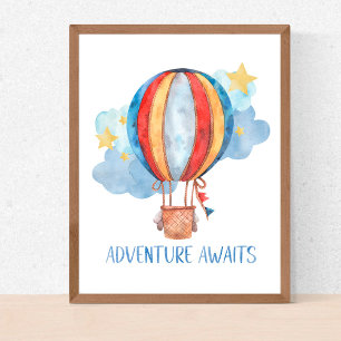 Poster L'aventure Attend Montgolfière Nurserie Bébé Enfan