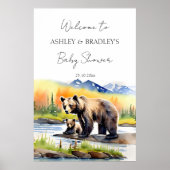 Poster L'aventure attend ourson baby shower signe de bien (Devant)